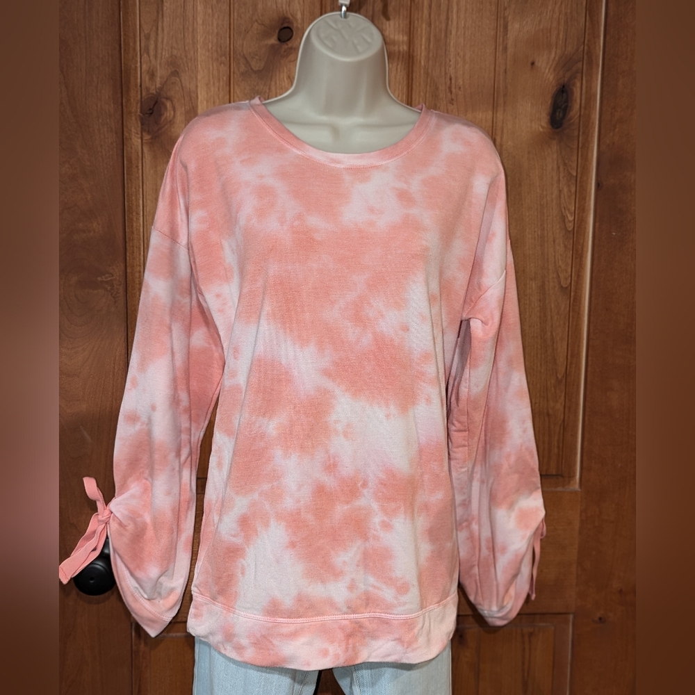 Ideology Pink and White‎ Tie-Dye Top